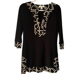 White House Black Market 
Black/Cream Short Dress Tunic
Size S
